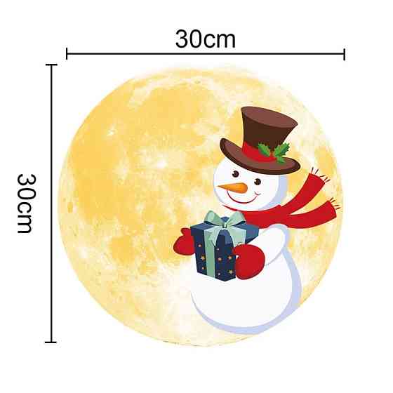 Новогодняя наклейка Луна и снеговик 30 см желтый Киев