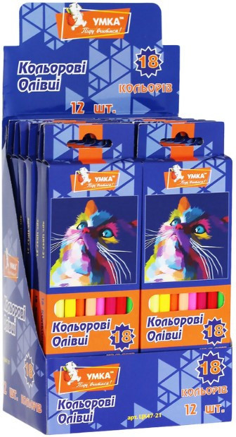 Олівці кольорові "Умка" 18кол. ЦК47-21 "Фауна" трикутн, шт Київ - фото 1