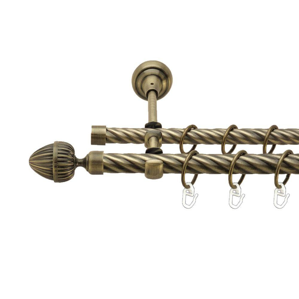 Карниз Orvit Одеон металевий дворядний відкритий скручена труба кільце металеве Антик 19\16 мм 200 см (00-00017470) Львів - фото 1