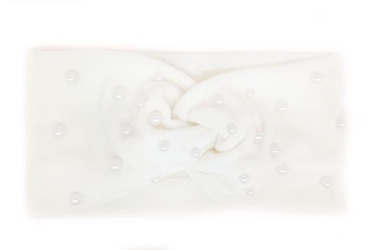 Пов'язка чалма біла з намистинами Київ - фото 1