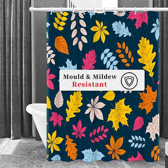 Шторка для ванны из полиэстера водонепроницаемая Bathlux 180x180 см с кольцами, занавеска для ванной комнаты Каменец-Подольский