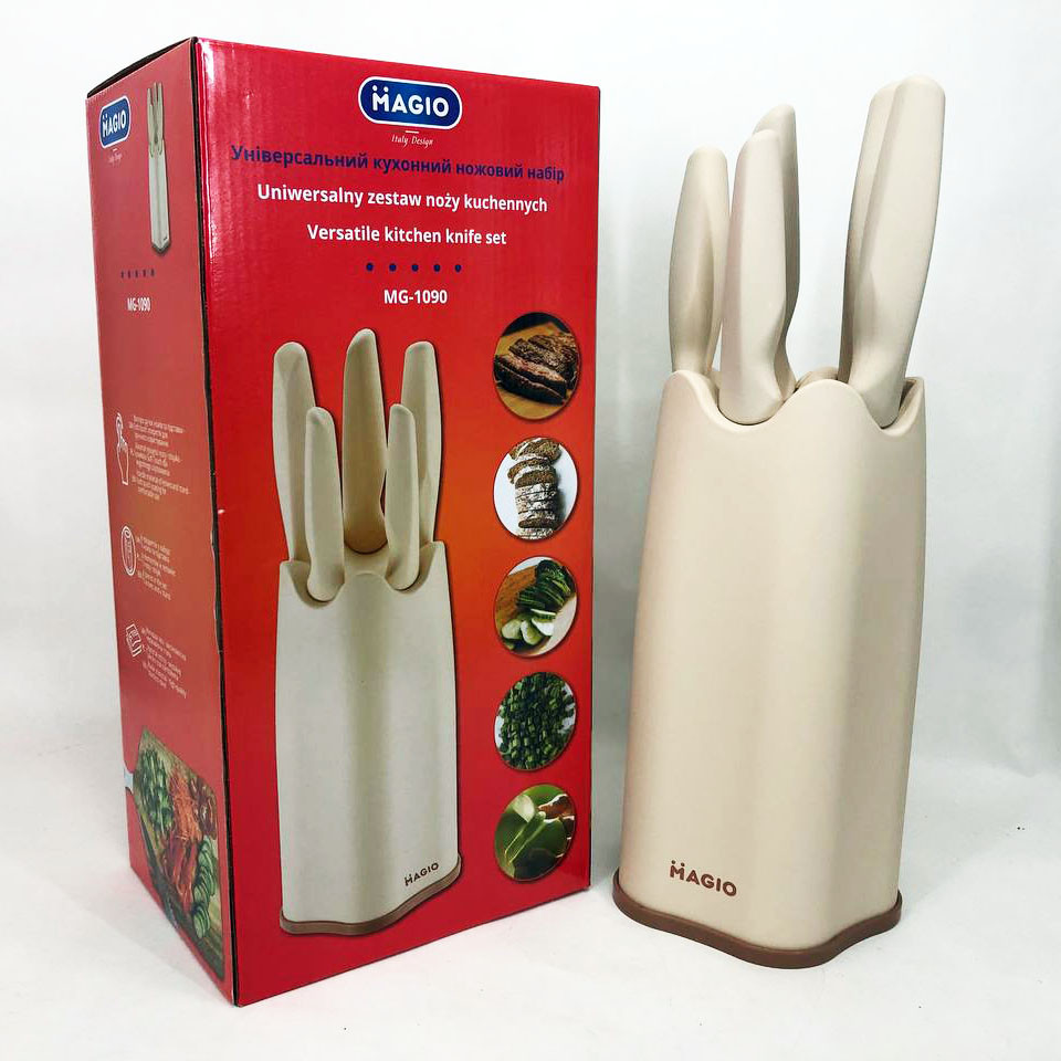Товари для кухні ножі Magio, Якісний набір ножів з підставкою, Ножі кухонні професійні EF-41 Львів - фото 6