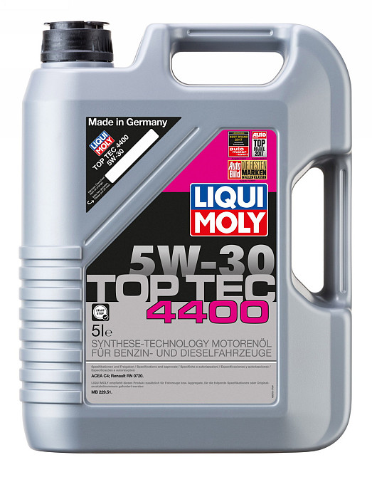 LIQUI MOLY 2322 Top Tec 4400 SAE 5W-30 — Синтетична моторна олива Low SAPS | Для бензинових і дизельних двигунів Renault з DPF Ковель - фото 1