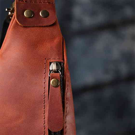 Чоловіча практична бананка з натуральної вінтажної шкіри Рудий (SHVIGEL) Київ