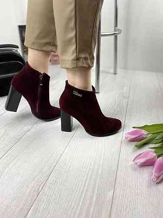 Женские черевики 95 бордовые замша натуральная высота каблука 9см размеры 36р 37р (1215) Коломия