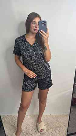 Піжама жіноча з сатину з шортами і сорочкою Графіт XS-S Харків