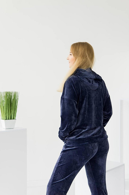 Жіночий велюровий костюм із капюшоном Синій XS Харків - фото 7