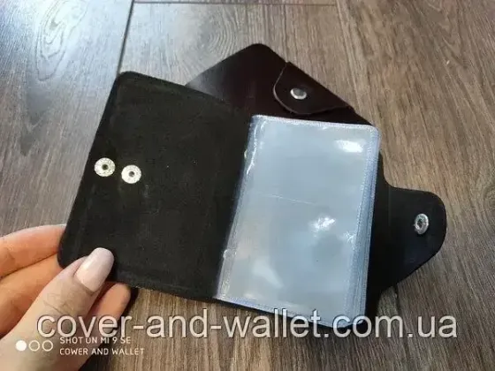 Кожаная визитница картхолдер черного цвета маленького размера ST Leather Киев