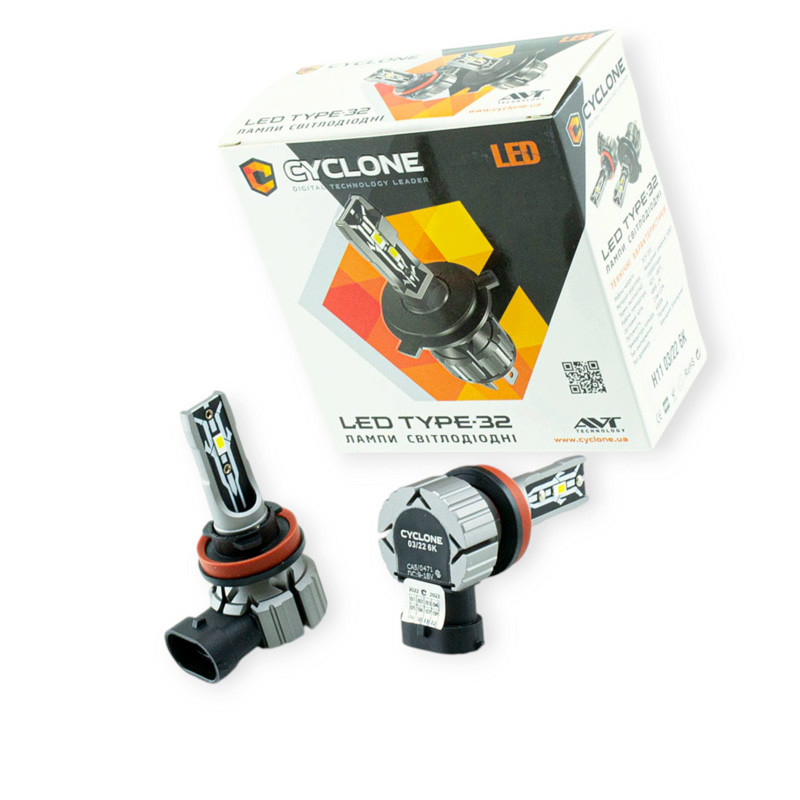 Автолампа H8, H9, H11, H16 12V Type 32 15W 6000K 4800L радіатор LED Мукачево - фото 1