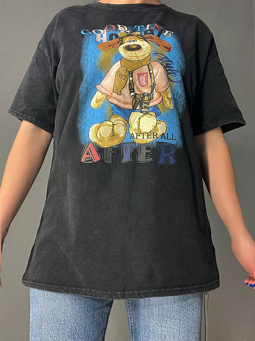 Футболка жіноча YIGOU 74 тай дай оверсайз з принтом собака, чорний, one size Київ - фото 8