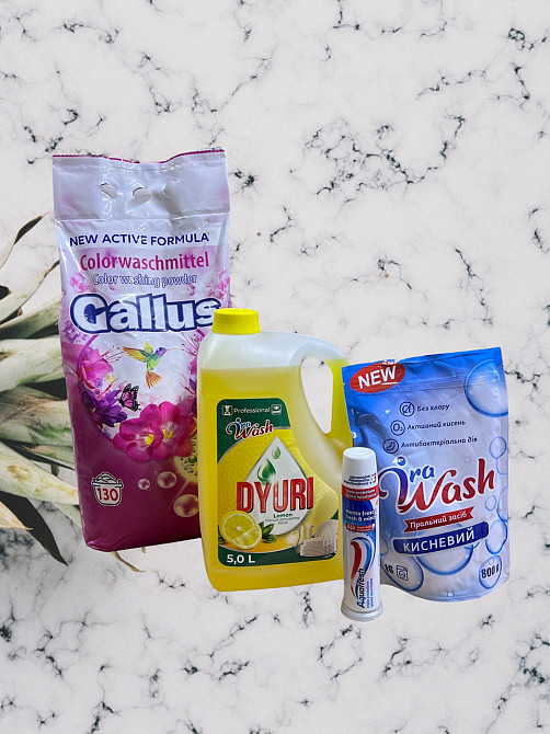 Акційний набір порошок-концентрат Gallus 8.45 кг+ миючий засіб Duri 5 l , кисневий порошок Irawash 8 Виноградов - изображение 1