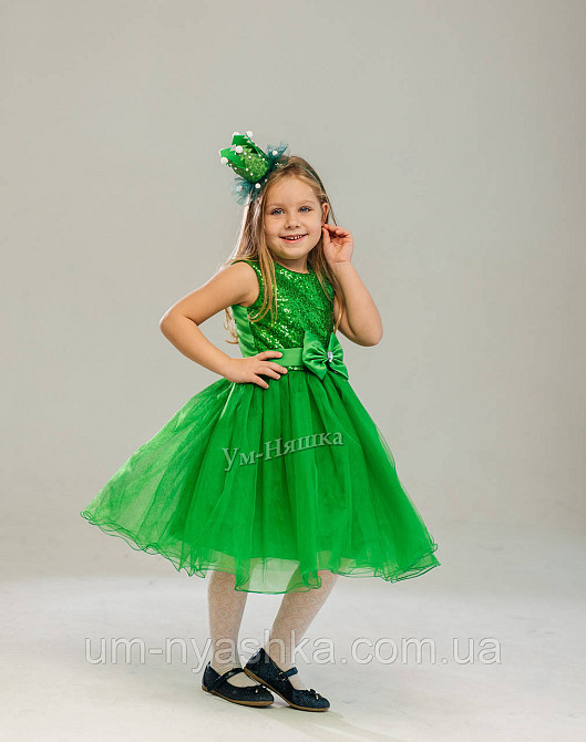 Зеленое пышное платье Весны, платье Цветочка, Ёлочка-Пайетки-Бантик Кривой Рог - изображение 6