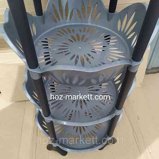 Полка этажерка пластиковая для ванной и кухни серая круглая Харьков