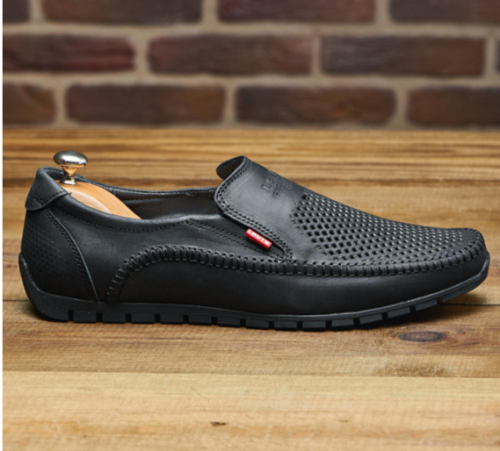 Літні шкіряні туфлі-макасини чорні Харків