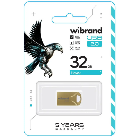 Флешка 32Гб USB 2.0 золотий Hawk Wibrand Житомир