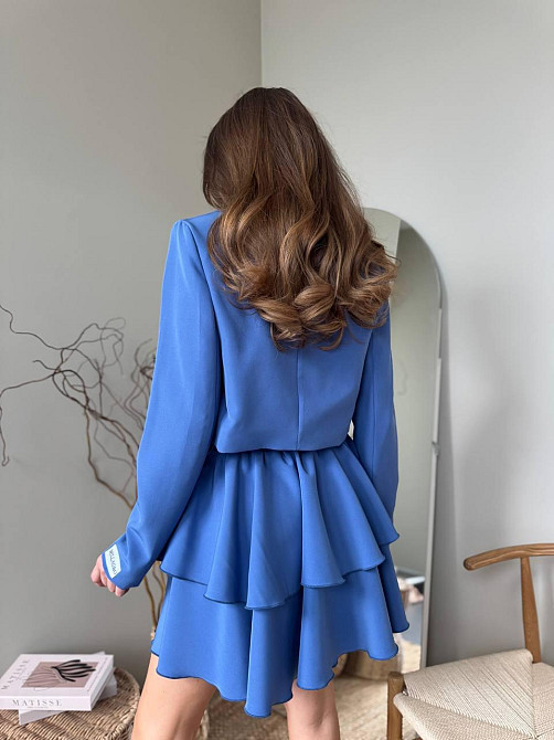 Женский стильный костюм двойка: пиджак и юбка креп-костюмка + подкладка Джинс, 46/48 Одесса - изображение 5