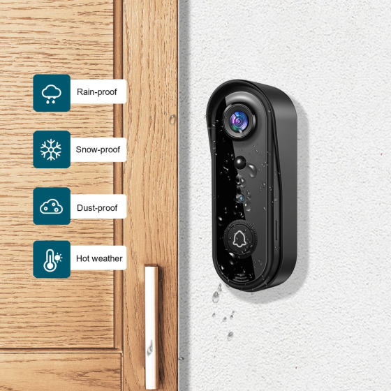 Уцінка! Розумний Wi-Fi відеодзвінок EUDIC 2K 3MP, PIR-датчик руху, нічне бачення, двосторонній зв'язок, IP66, без пульта Київ