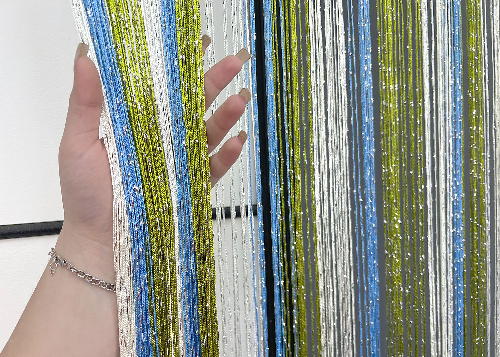 Штори-нитки з люрексом Білий з блакитним і оливковим 300х300см 1 шт (61-124) Київ - фото 5