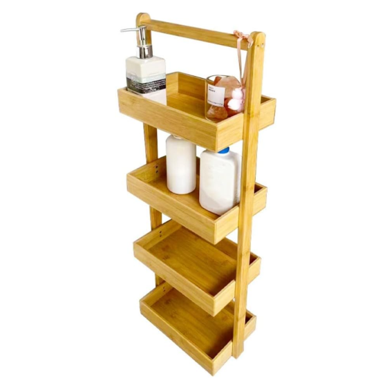 Многоуровневая полка для хранения из бамбука, полка бамбуковая для ванной комнаты, 28×18×84см Каменец-Подольский