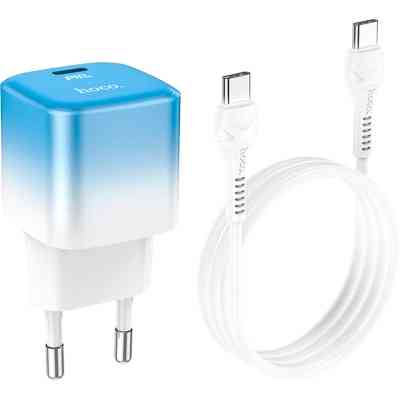 Зарядное устройство HOCO C101A USB-C PD20W + cable USB-C to USB-C Ice Blue (6931474769398) Винница