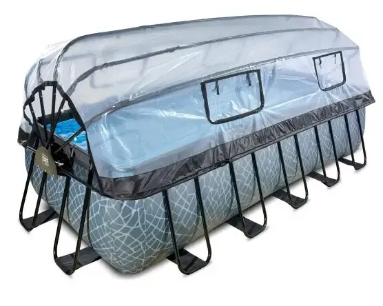 Басейн EXIT з куполом 540х250х122см (пісочний фільтр) у кольорі Stone з тепловим насосом. Київ