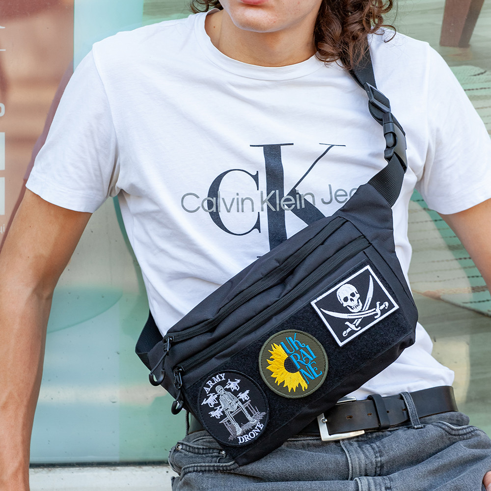 Мужская повседневная наплечная бананка, Стильная поясная сумка для города, Удобная черная бананка YW-75 Ивано-Франковск - изображение 8