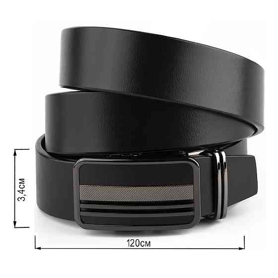 Ремінь чоловічий з автоматичною пряжкою смужки Vintage 20292 Чорний Київ
