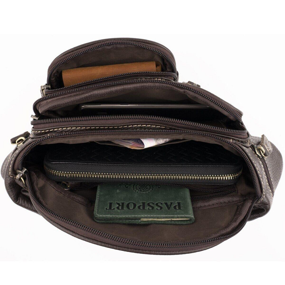 Поясная cумка объемная мужская Vintage 14860 Коричневая Киев - изображение 6