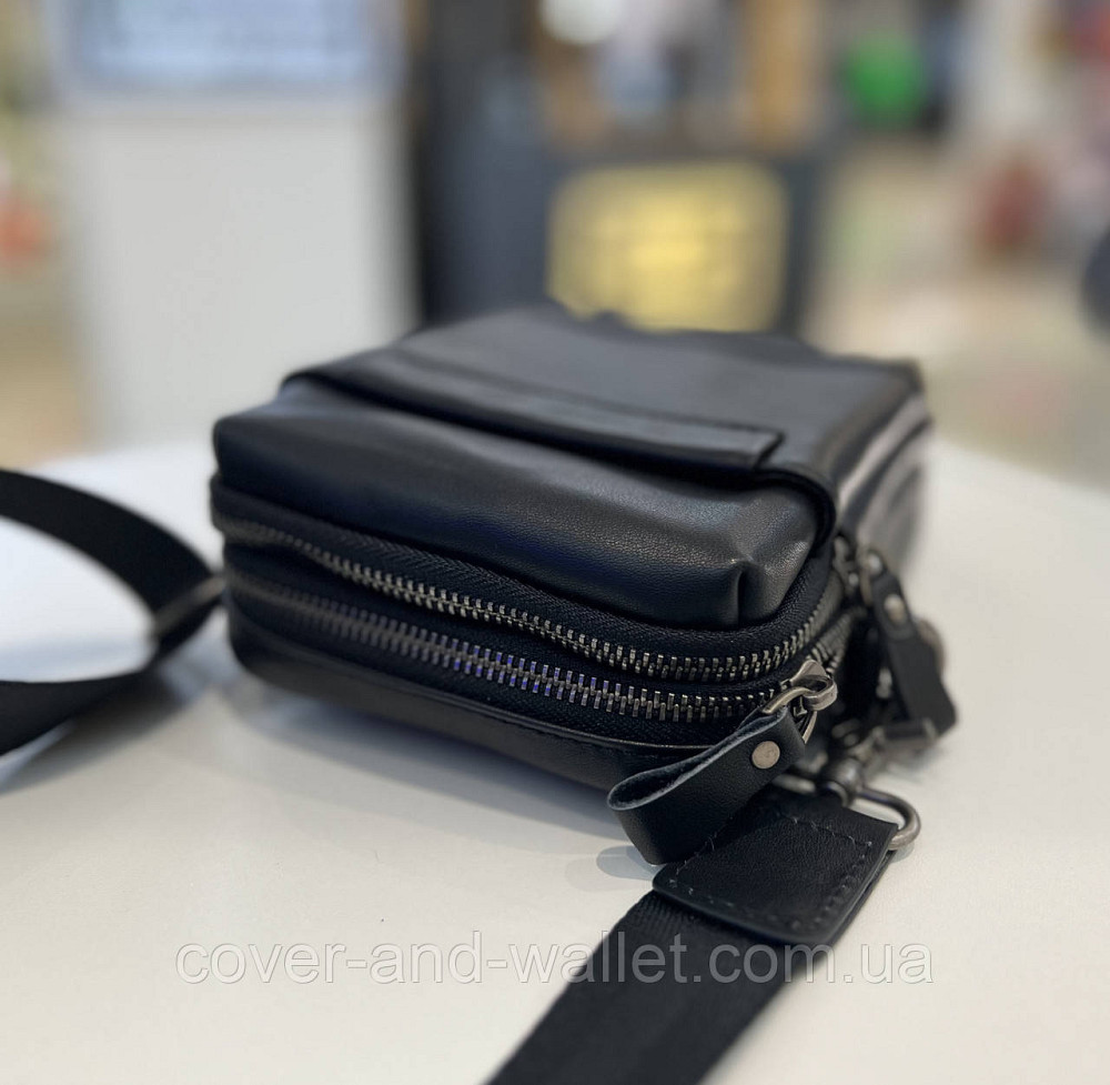 Мініатюрна чоловіча сумка на плече з гладкої шкіри на дві блискавки ST 1631 Київ - фото 7