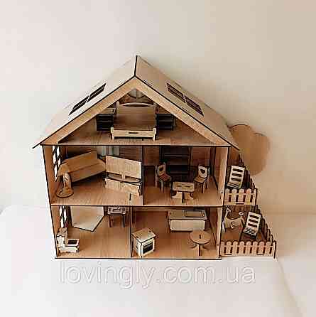 Великий ігровий набір для дівчинки, зібраний, готовий до гри. Будиночок  і 20 одиниць меблів. Ірпінь