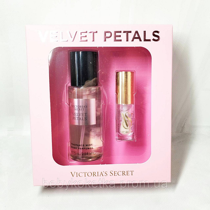 Подарунковий набір Victoria's Secret спрей для тіла Velvet Petals & блиск для губ Clear. Львів - фото 1