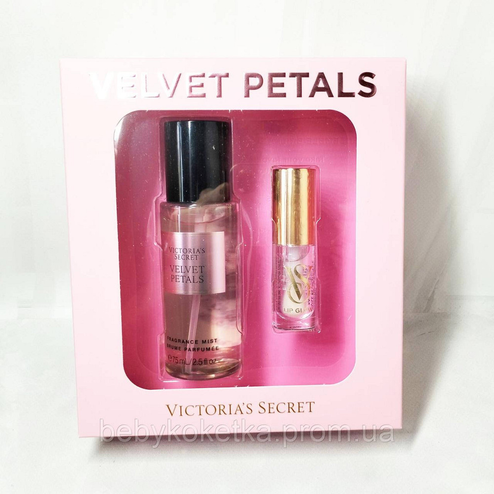 Подарочный набор Victoria's Secret спрей для тела Velvet Petals & блеск для губ Clear. Львов - изображение 1