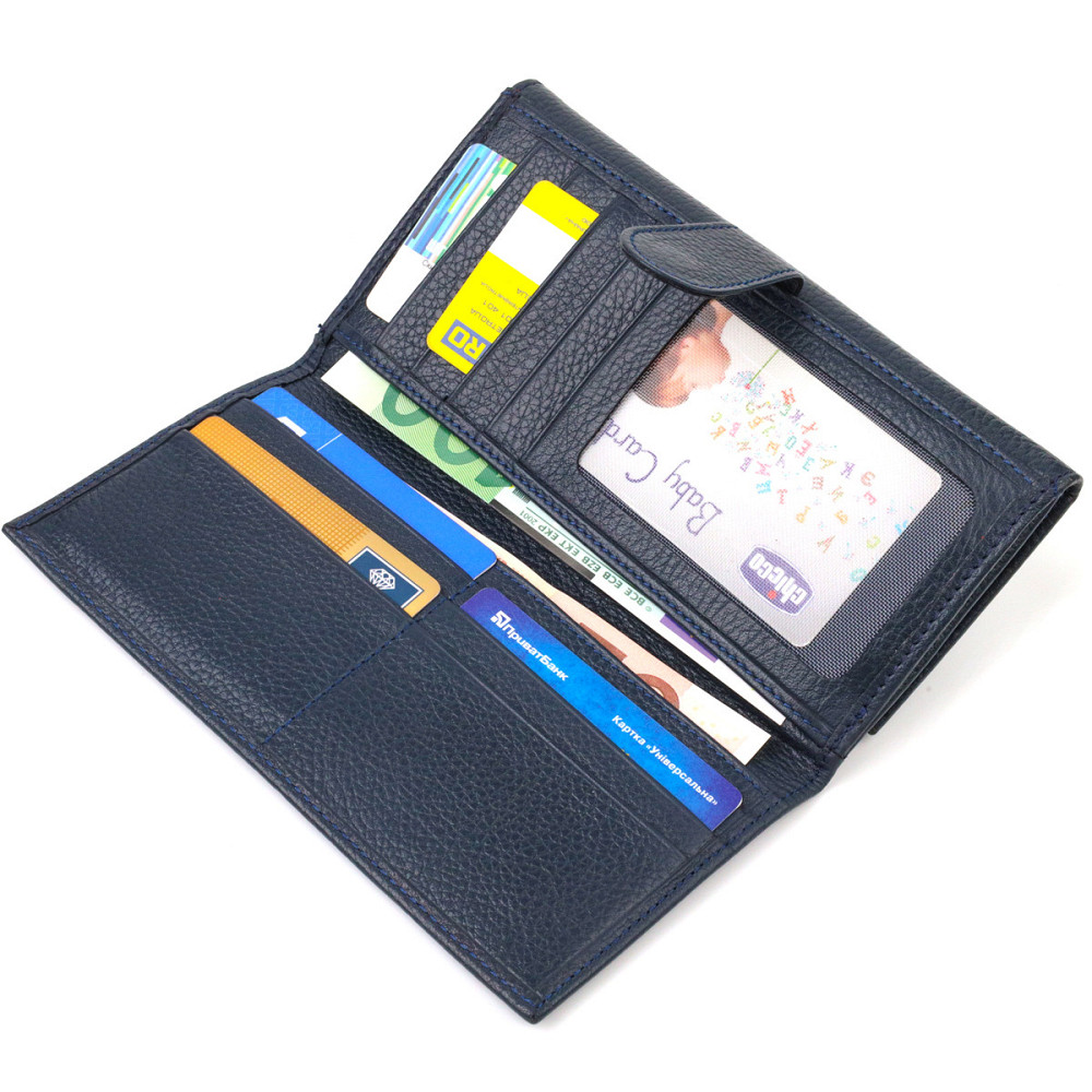 Надежное портмоне унисекс из натуральной кожи флотар Синее (CANPELLINI) Киев - изображение 10