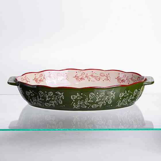 Форма для запікання Vintage 35×22×5 (см) овальна з ручками Зелена HM05-03 Київ