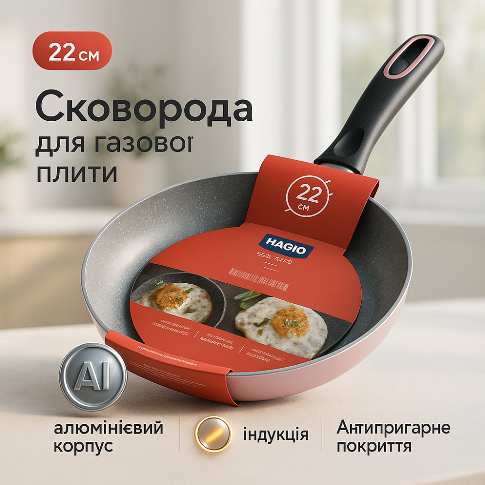 Хорошая антипригарная сковорода Magio MG-1176 22 см, Алюминиевая сковорода с мраморным покрытием HQ-58 Львов - изображение 18