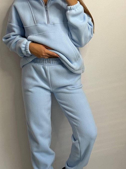 Брендовый теплый спортивный костюм женский Голубой XL-2XL Харьков - изображение 2