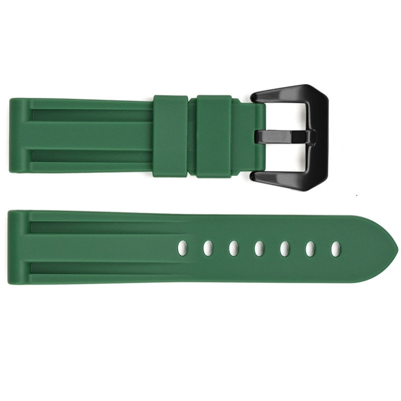 Ремінець для годинника 3001 Silicone Green-Black 24 мм. SBR Київ - фото 1