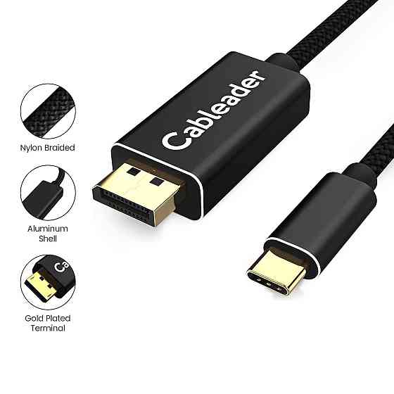 Кабель USB C до DisplayPort 4K@60Hz, 2K@144Hz, сумісний з Thunderbolt 3 для MacBook Pro/Air, iPad Pr Київ