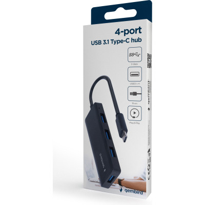 Концентратор Gembird USB-C UHB-U3P4-02 4xUSB3.1 (UHB-CM-U3P4-02) Винница - изображение 3