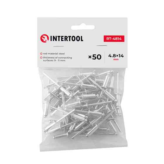 Заклепка алюмінієва, 4,8×14,0 мм, 50 шт. INTERTOOL RT-4814 Київ