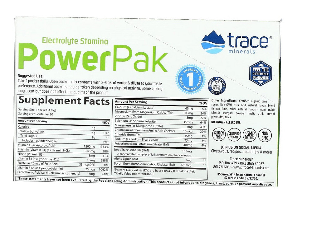Электролиты Trace Minerals ResearchElectrolyte Stamina PowerPak 30 пак лимон-лайм Киев - изображение 2
