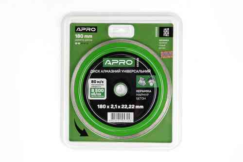 Диск відрізний для бетону 180х2.1х22.22мм (16-18%) Суцільний APRO Рівне