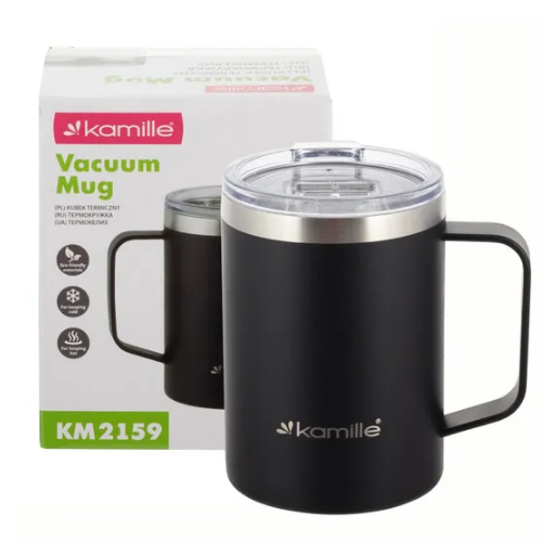 Термочашка 360мл з покриттям "soft-touch" нержавіюча сталь чорний KAMILLE 2159 Житомир - фото 7