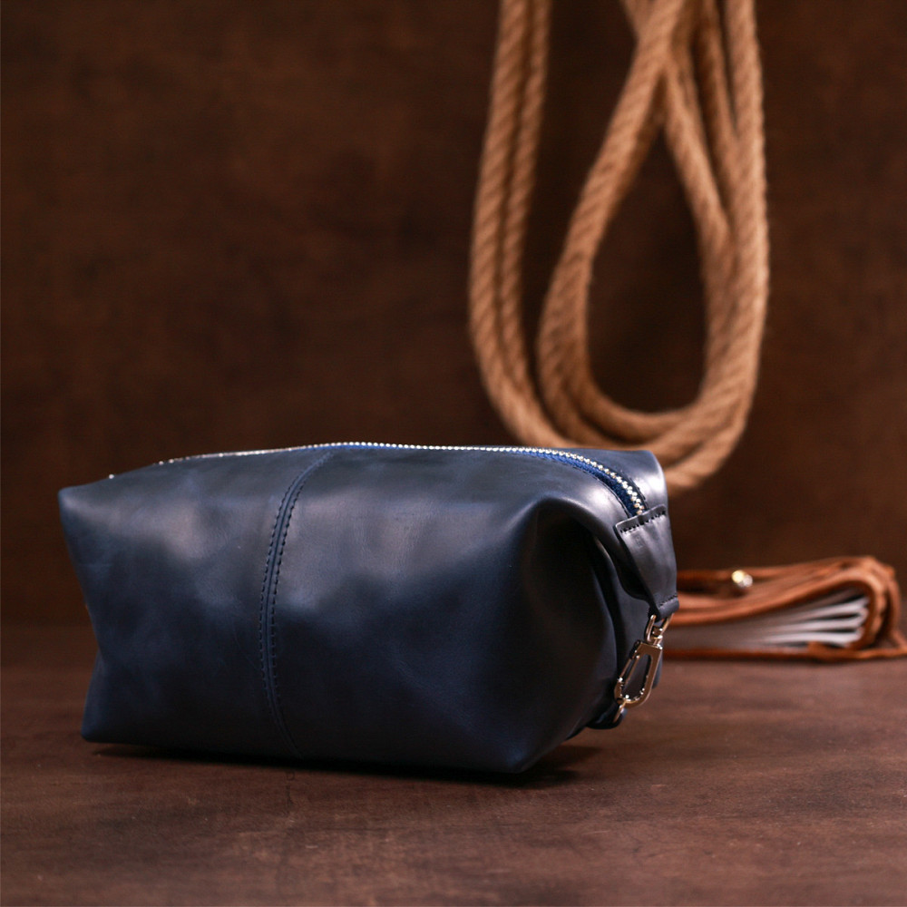 Добротная кожаная косметичка Shvigel 16401 Синий Киев - изображение 6