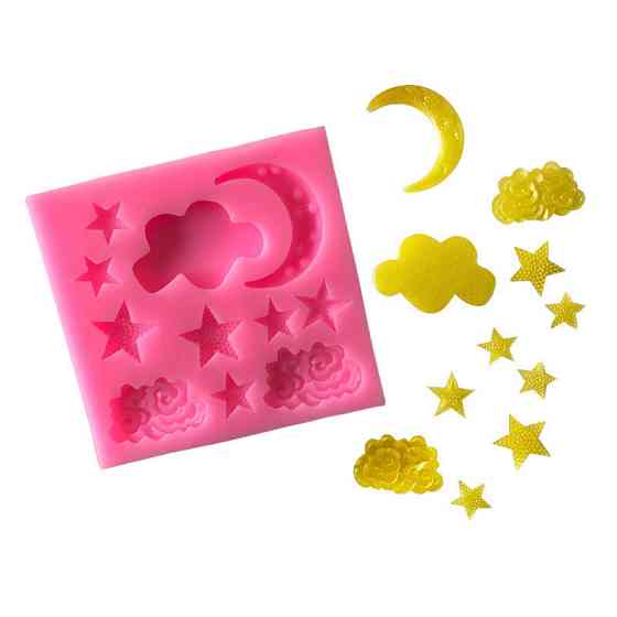 Молд силиконовый Луна тучи звёзды 85 на 80 мм розовый Киев