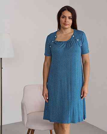 Сорочка домашня для вагітних — синя в горошок Nicoletta 7374 M Київ