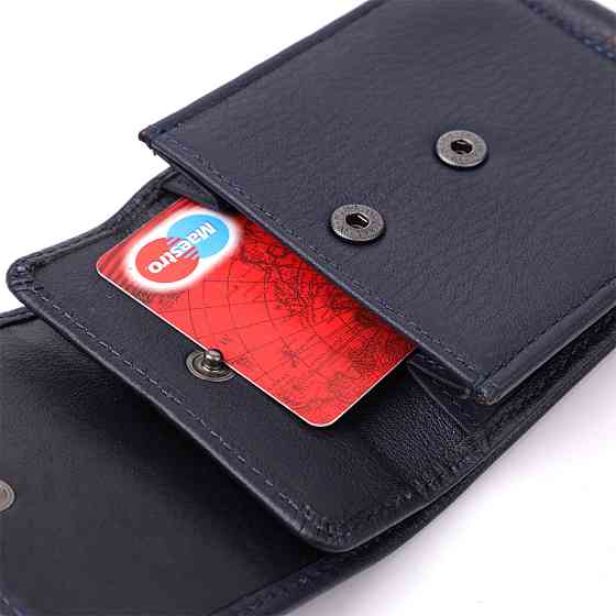 Вертикальный мужской зажим из зернистой натуральной кожи Tony Perotti 20862_1 (3595 navy) Синий Киев