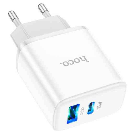 Мережевий зарядний пристрій HOCO C105A Stage dual port PD20W+QC3.0 charger White Одеса