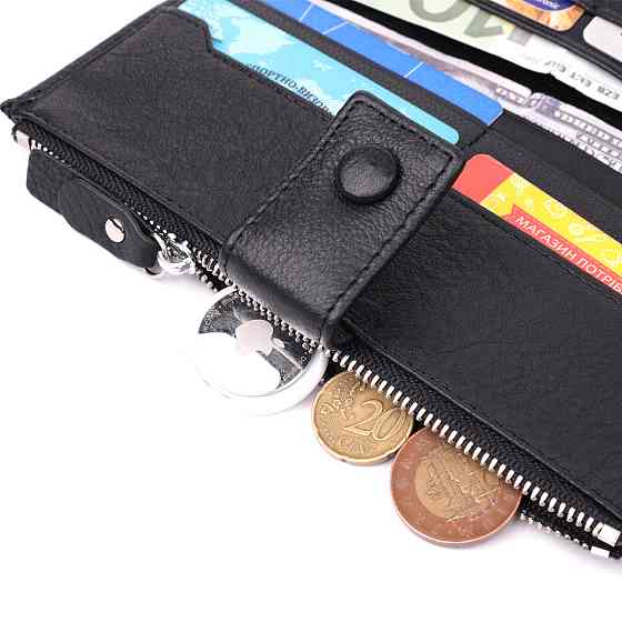 Лаконичный женский вертикальный кошелек-клатч из натуральной кожи ST Leather 22537 Черный Киев