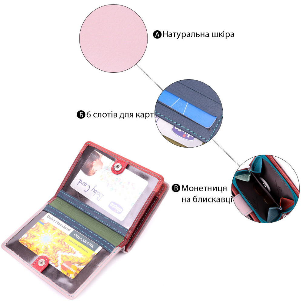 Кошелек из натуральной кожи для женщин вертикального формата Бежевый (ST Leather) Киев - изображение 8